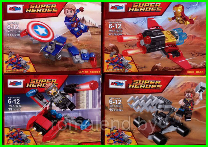 Фигурки мини-конструктор Super Heroes Марвел (8 шт) - фото 1 - id-p97992131