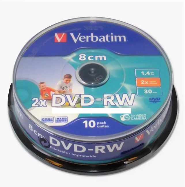 Диск mini DVD-RW Verbatim 1,4 Gb 4x 8см - фото 1 - id-p98002337