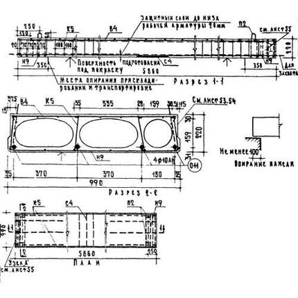 Панели перекрытия с овальными пустотами ПО 59-10 АIIIв, фото 2