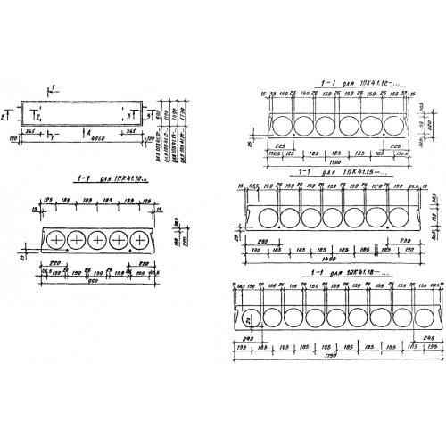 Плиты многопустотные 1ПК 41-12-8 ВрI с7 (1.141.1-31с)