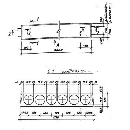 Плиты многопустотные 1ПК 89-12-4,5 АтV c7а, фото 2