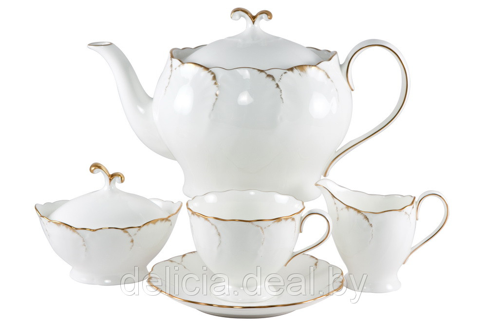 Чайный сервиз на 6 пресон Белый с золотом, Narumi - фото 1 - id-p4887749