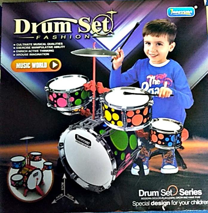 Детская барабанная установка со стульчиком и ударником - фото 3 - id-p98131780