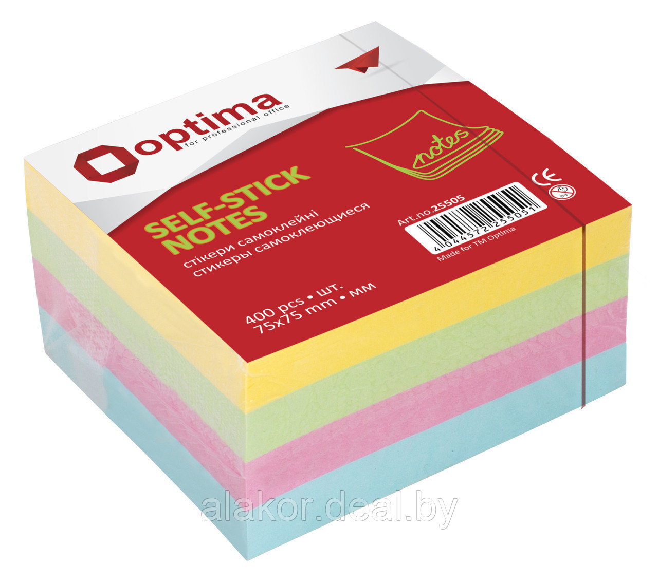 Стикеры Optima 50х50 250 листов, 4 пастельных цвета - фото 1 - id-p98151375