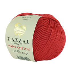 Пряжа Gazzal Baby Cotton цвет 3443 красный