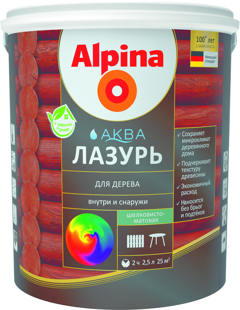 Аква Лазурь для дерева Alpina Орех 0.9 л./0.9 кг.