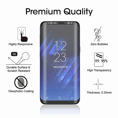 Противоударное защитное стекло с полным клеем Full Glue Cover 0.3m черное для Samsung G965 Galaxy S9 Plus - фото 3 - id-p98161228