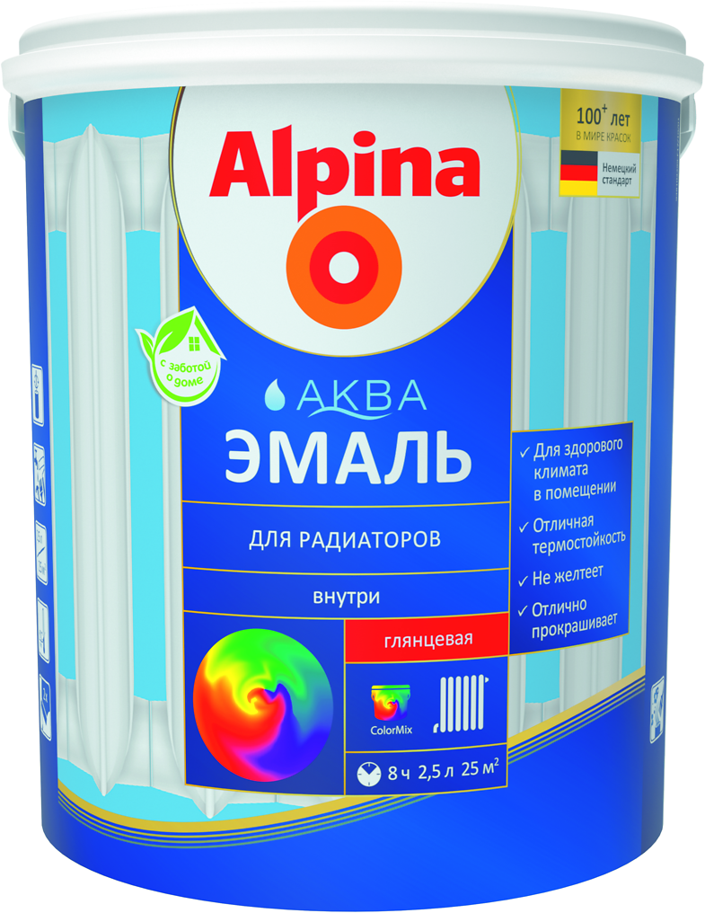 Эмаль для радиаторов Alpina Аква 0,9 л./1,08 кг. - фото 1 - id-p98217216