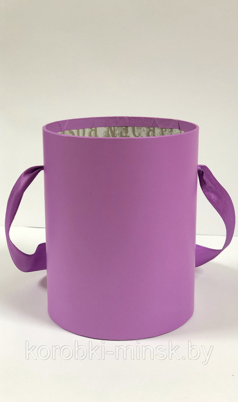 Шляпная коробка эконом вариант лиловая диаметр 12 см, высота 15 см, без крышки.