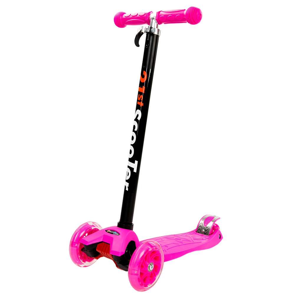 САМОКАТ MAXI SCOOTER РОЗОВЫЙ (светящееся колесо, регулируемая ручка)