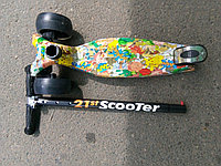Самокат maxi ПРИНТ, графити 4108 RS Maxi Print Scooter 009 ШИРОКИЕ, светящиеся колеса, регулируемая ручка