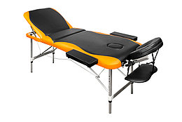Складной 3-х секционный алюминиевый массажный стол RS BodyFit, чёрно-оранжевый