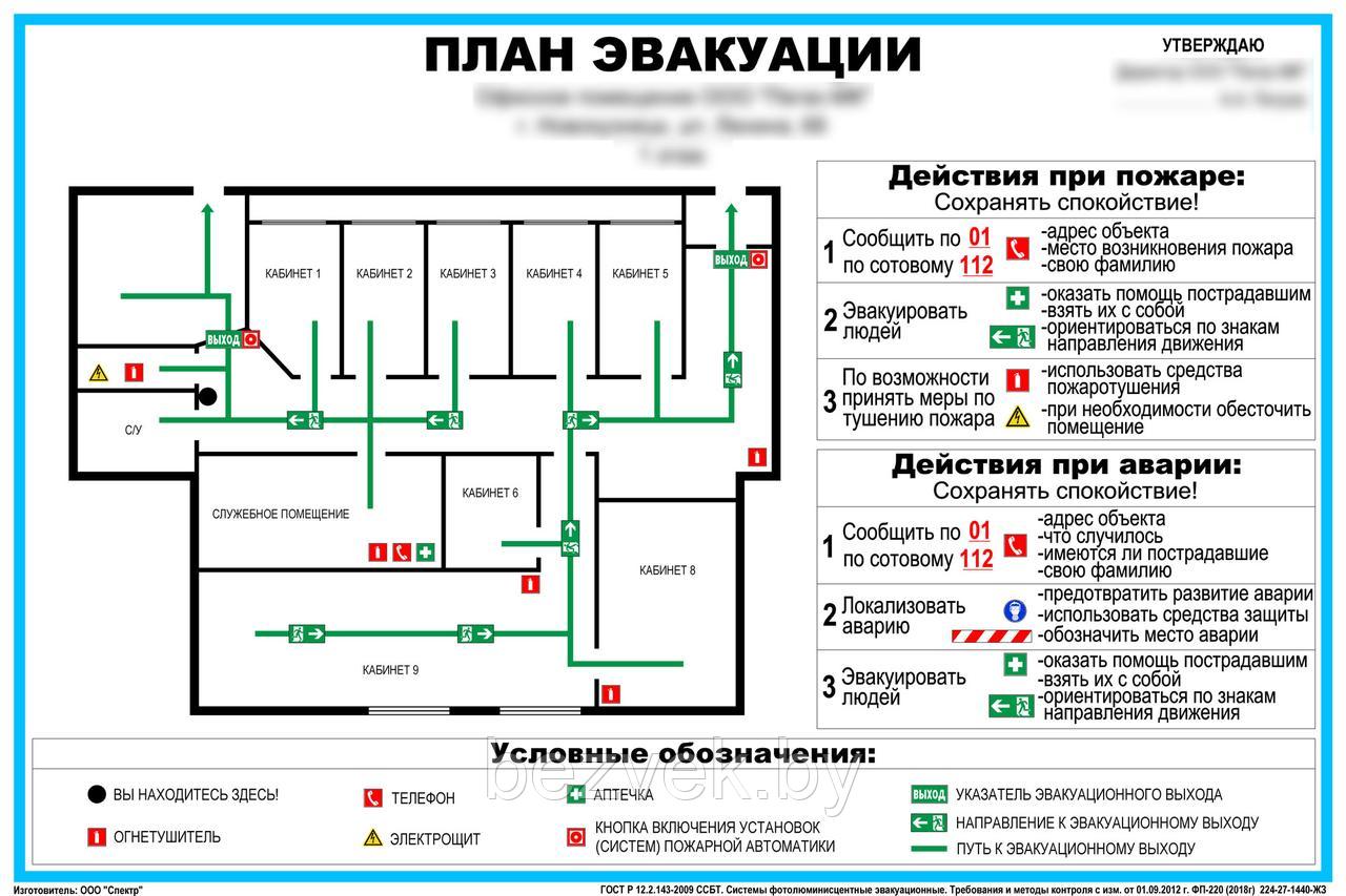 План эвакуации при пожаре (пластик ПВХ)