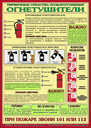 Плакат "Первичные средства пожаротушения: огнетушители", фото 2