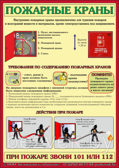 Плакат "Первичные средства пожаротушения: пожарные краны" - фото 1 - id-p84207791