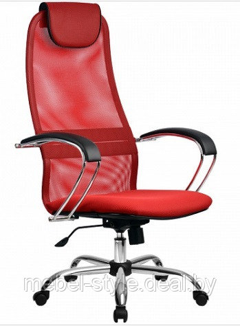Кресло BK-8 Chrome для работы в офисе и дома, стул BK-8 CH ткань сетка красная - фото 1 - id-p98335765