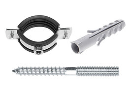 Хомут оцинкованный с резин. уплотнением VALFEX 1 1/4" (38-43)(в компл. шпилька М8*80 и дюбель) (180)