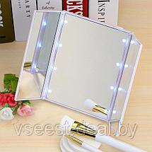 Зеркало настольное для макияжа с подсветкой комбинированное белое SiPL (L), фото 2