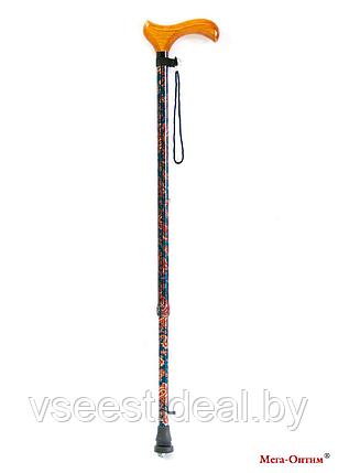 Трость телескопическая с деревянной ручкой ТР1 с УПС (штырь) Весенний сад, фото 2