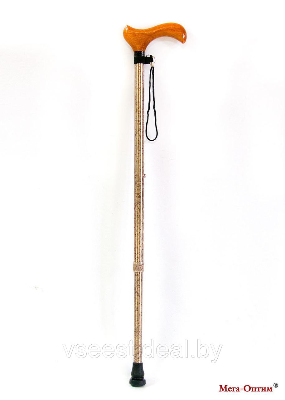 Трость телескопическая с деревянной ручкой ТР1 с УПС (штырь) Золотая осень - фото 1 - id-p98342205