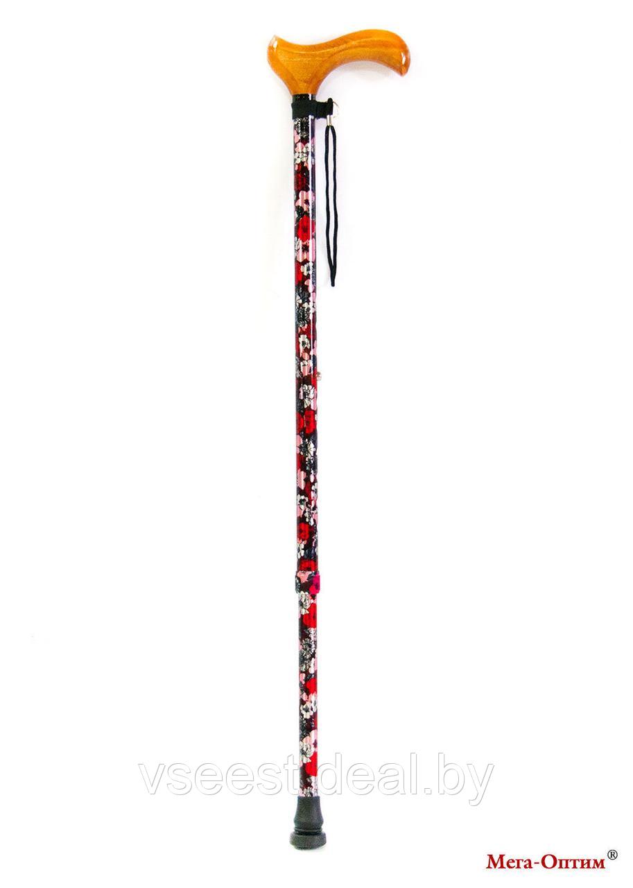 Трость телескопическая с деревянной ручкой ТР1 Цветочная феерия - фото 1 - id-p98342206