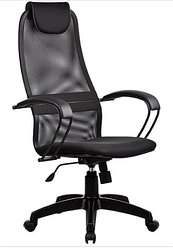 Кресла компьютерные Metta BP-8 PL Black для офиса и дома, стул BP-8 PL ткань сетка черная