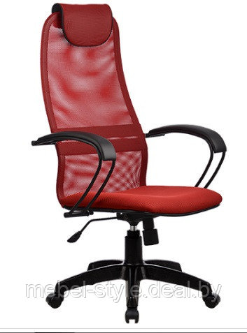 Кресла Metta BP-8 PL Black для комфортной работы в офисе и дома, стул BP-8 PL ткань сетка красная - фото 1 - id-p98343679