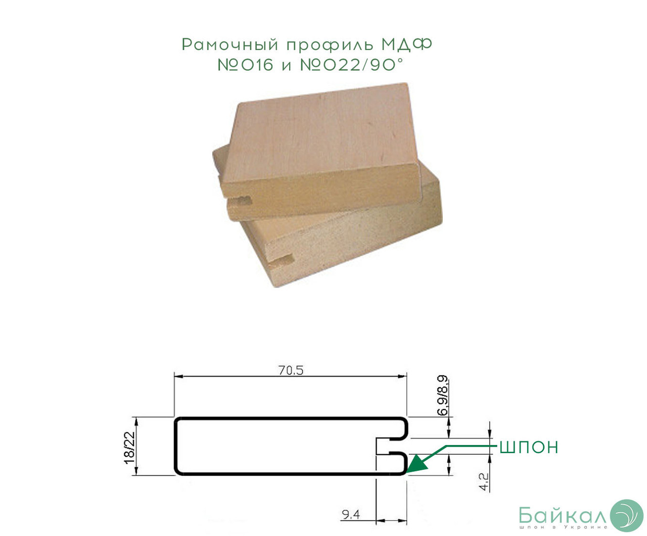 Рамочный профиль МДФ №016 и № 022/90° шпонированный 18 мм 2,8мх70 мм  