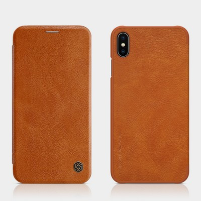 Кожаный чехол Nillkin Qin Leather Case Коричневый для Apple iPhone XS Max - фото 4 - id-p98369346