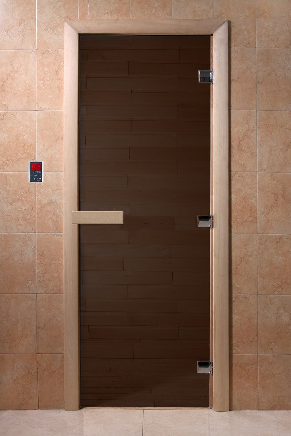 Двери DoorWood, полотно "6" мм, 700*1900 "Теплая ночь" (бронза матовая, коробка хвоя)