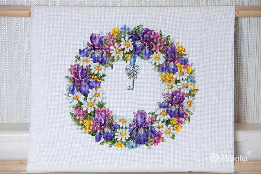 Набор для вышивания крестом "Wreath with Irises"/ "Венок с ирисами"