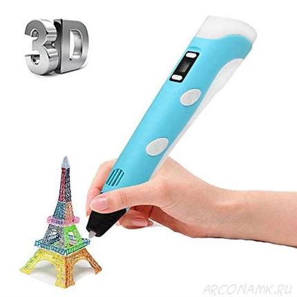 3Д ручка 3D Pen-2 c LCD дисплеем Голубой, фото 2