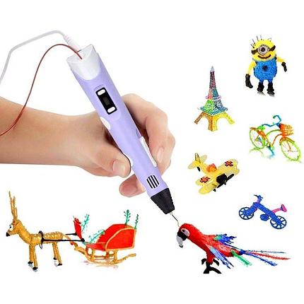 3Д ручка 3D Pen-2 c LCD дисплеем Фиолетовый, фото 2