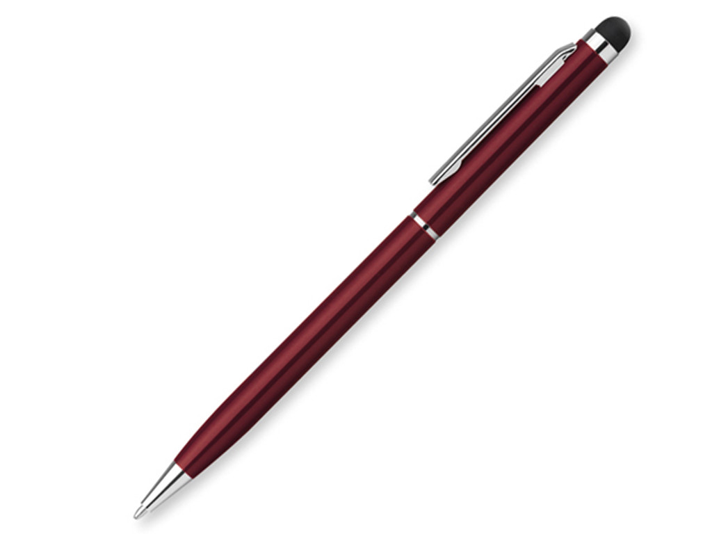 Ручка шариковая, металл., бордовый/серебро, СЛИМ