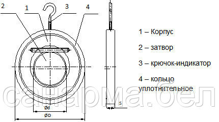 Клапан обратный Ду 50 межфланцевый стальной Ру16 - фото 2 - id-p4939785