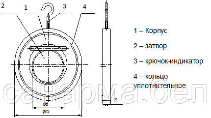 Клапан обратный Ду 80 межфланцевый стальной Ру16 - фото 2 - id-p4939788