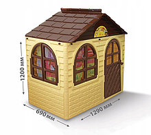 Детский игровой пластиковый домик Долони Doloni со шторками, цвет бежевый , 120 х 69 х 129 см, арт. 025500/12