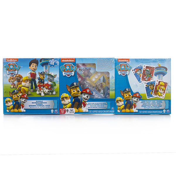 Spin Master 6033299 Настольная игра 3-в-1 с кубиком и фишками + пазл + игровые карты Щенячий Патруль
