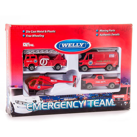 Welly 98630-4C Велли Игровой набор "Служба спасения - пожарная команда" 4 шт., фото 2