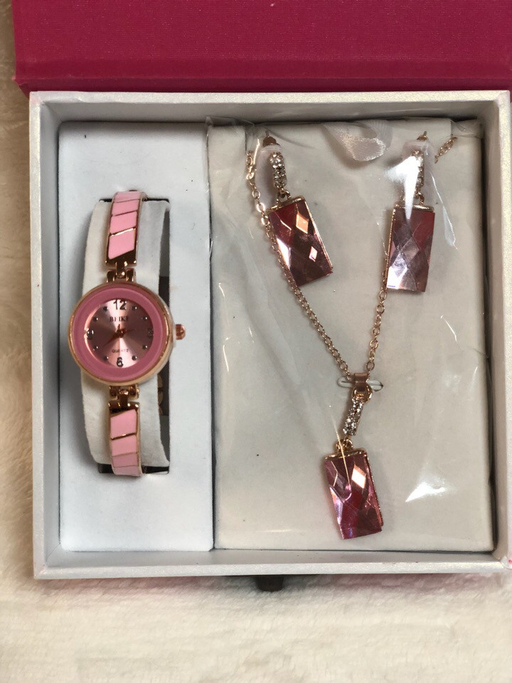 Подарочный набор (часы+ бижутерия) цвет розовый - фото 7 - id-p98628216