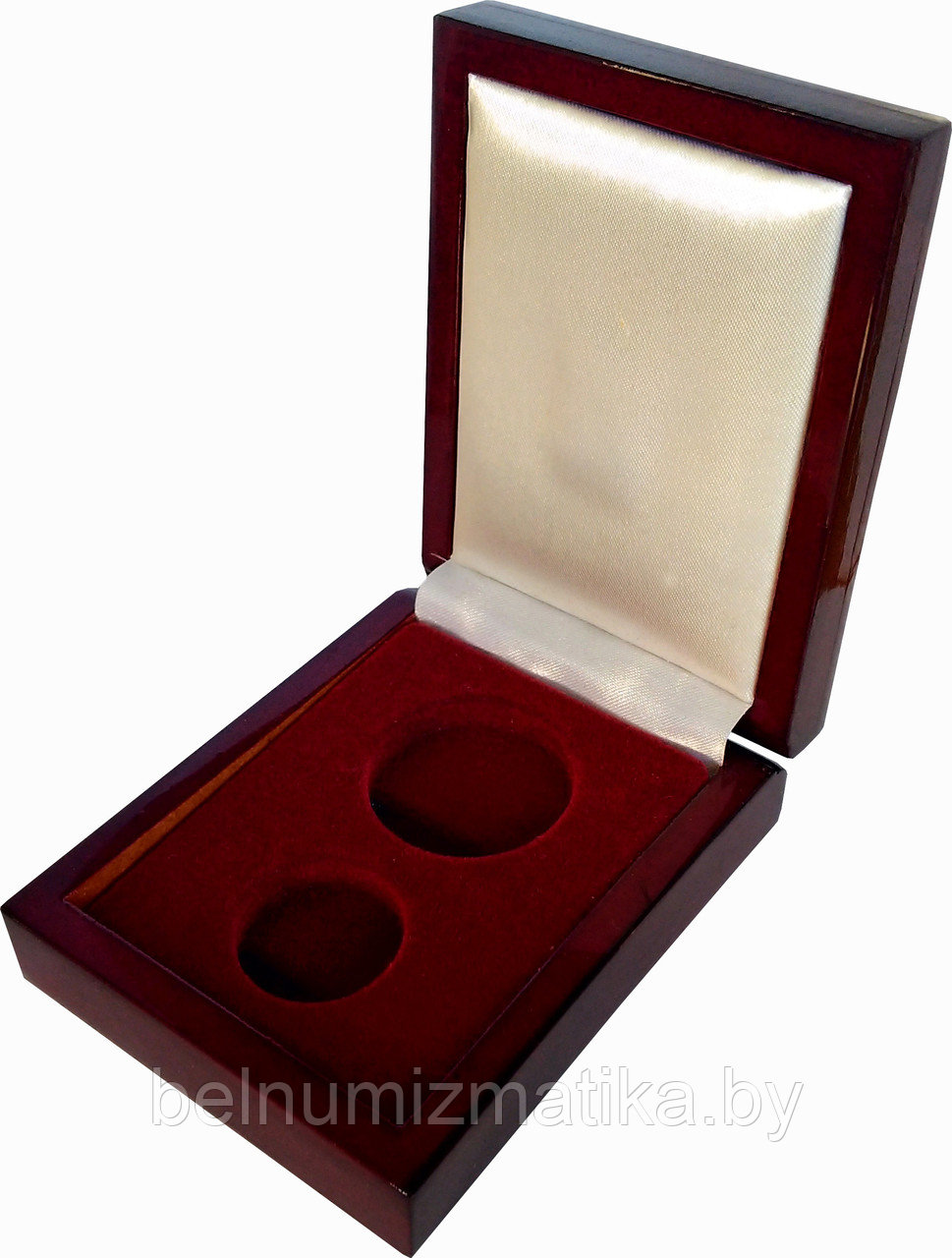 Футляр для монет с ложементом на 2 ячейки Ø 30.00 mm и 23.00 mm деревянный - фото 1 - id-p98628971