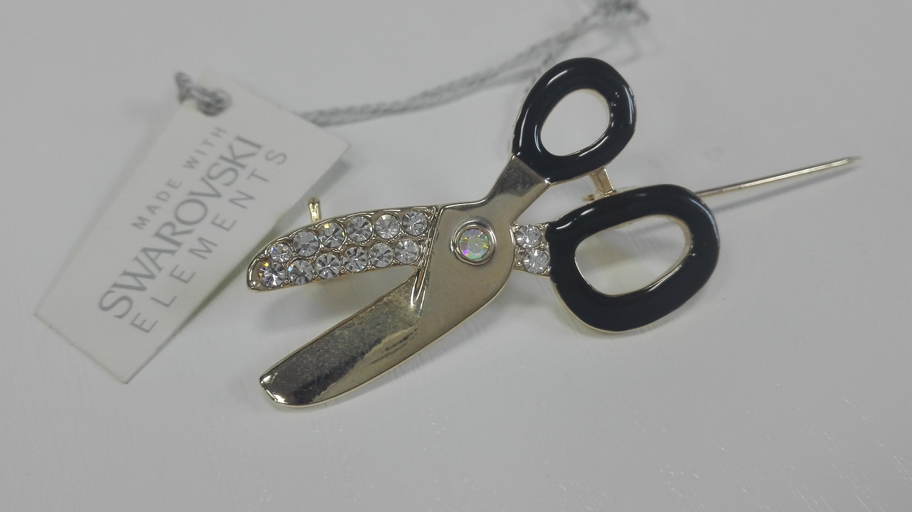 Брошь Ножницы с кристаллами Swarovski
