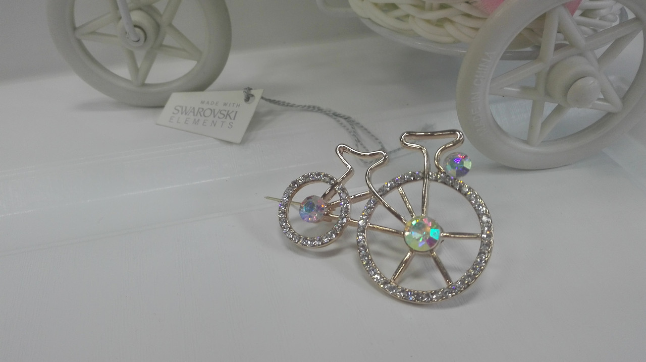 Стильная брошь Велосипед с кристаллами Swarovski - фото 1 - id-p93101433