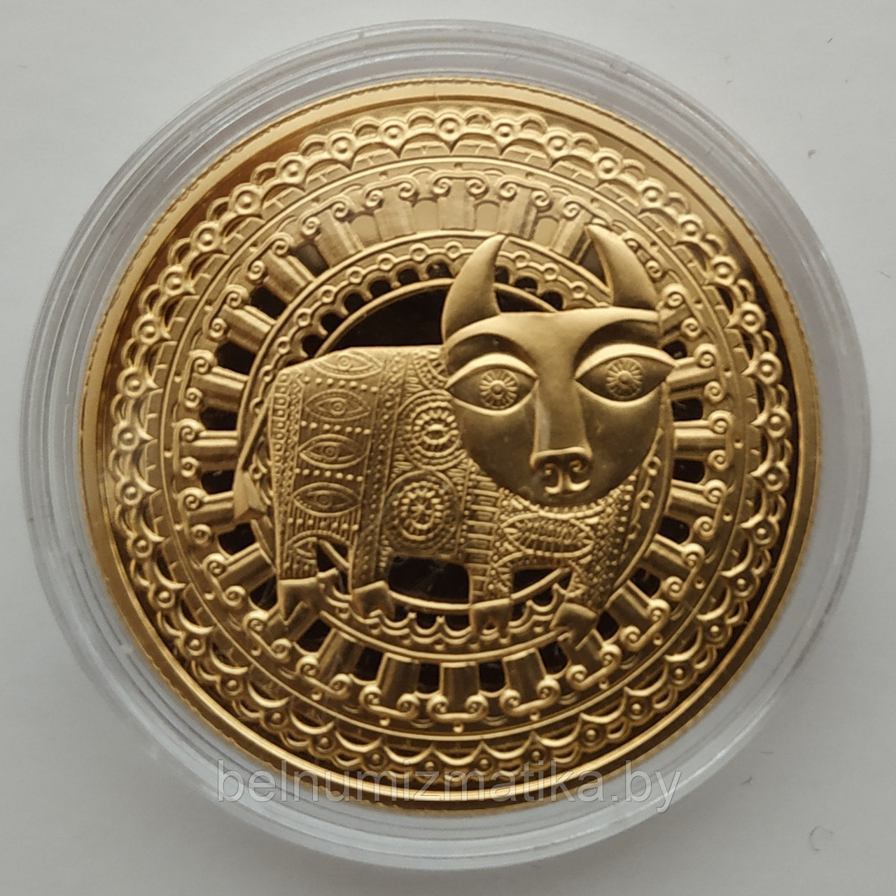 Телец. Знаки Зодиака, 1 рубль 2009 Медно–никель #Belcoinart позолота