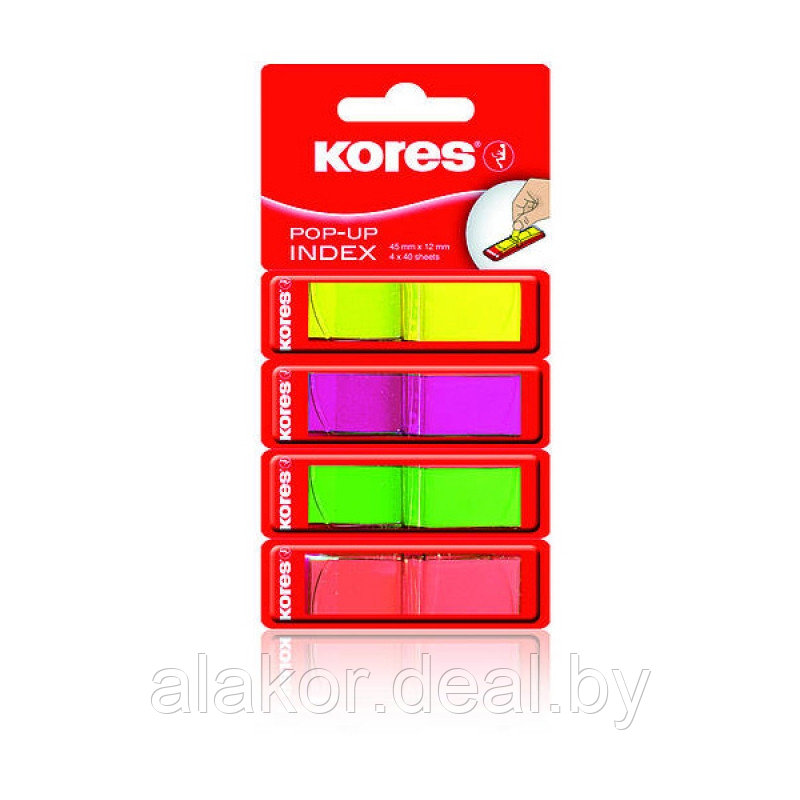 Закладки цветные пластиковые KORES "Pop-up" - фото 1 - id-p98726908