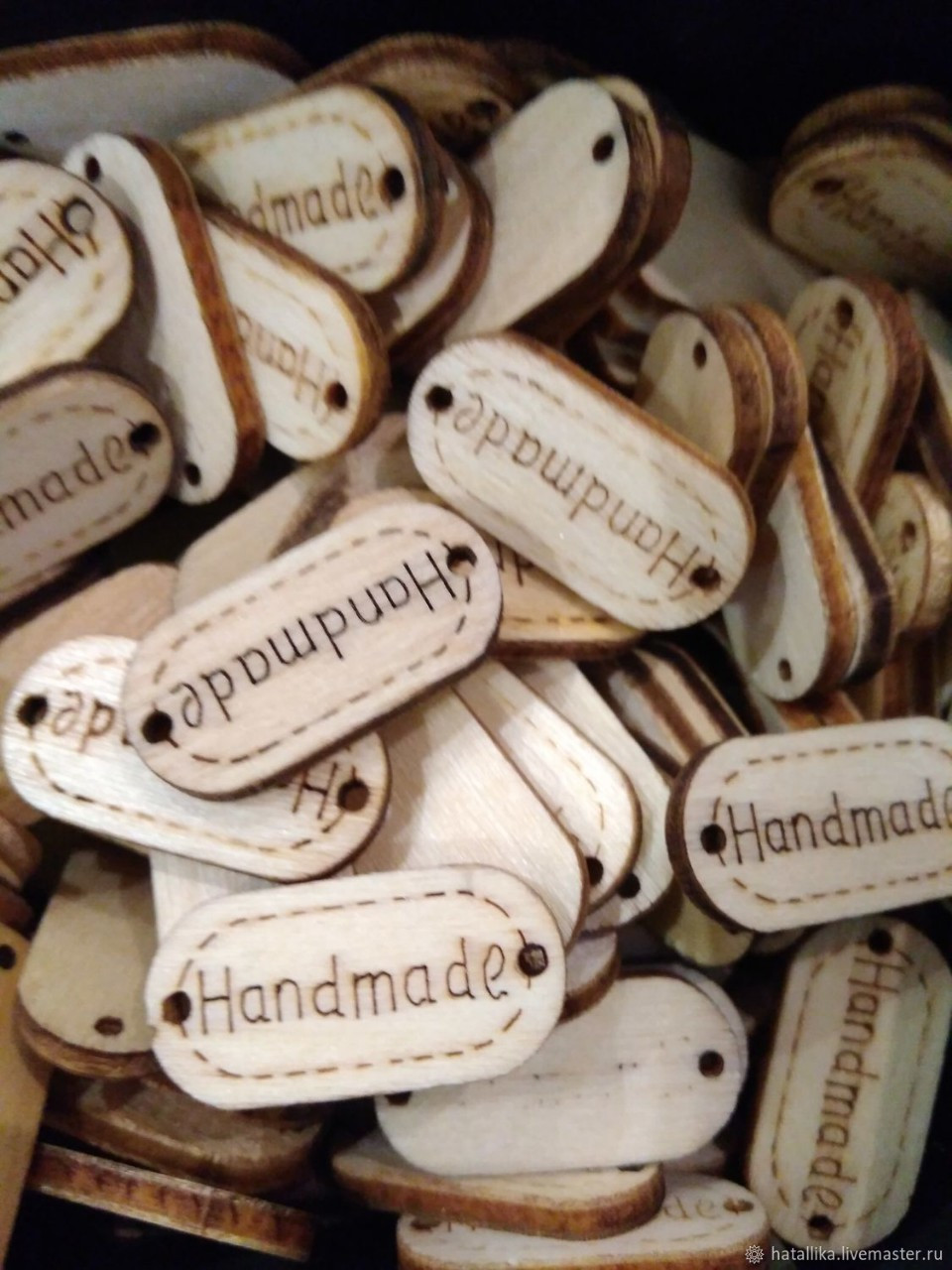 Пришивные деревянные бирки "Handmade" - фото 1 - id-p98712948