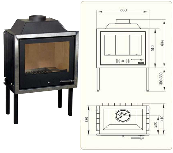 Каминная топка Мета-Бел Эльба 9 кВт ТКТ-9,0-01 - фото 3 - id-p33867675