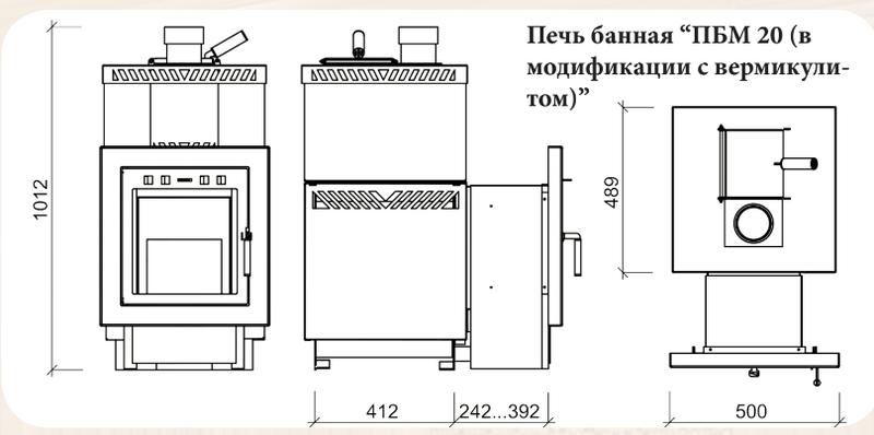 Конвекционная банная печь Мета-Бел ПБМ 20В с вермикулитом - фото 5 - id-p6690695