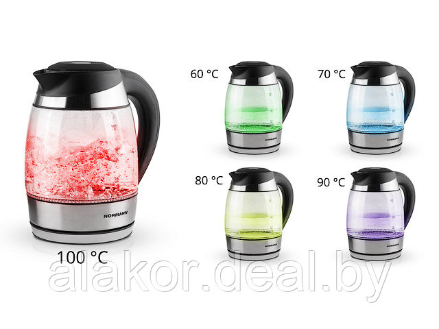 Чайник электрический AKL-241 NORMANN (2200 Вт; 1,8 л; стекло; 60-70-80-90-100C; поддержание температуры; подсв