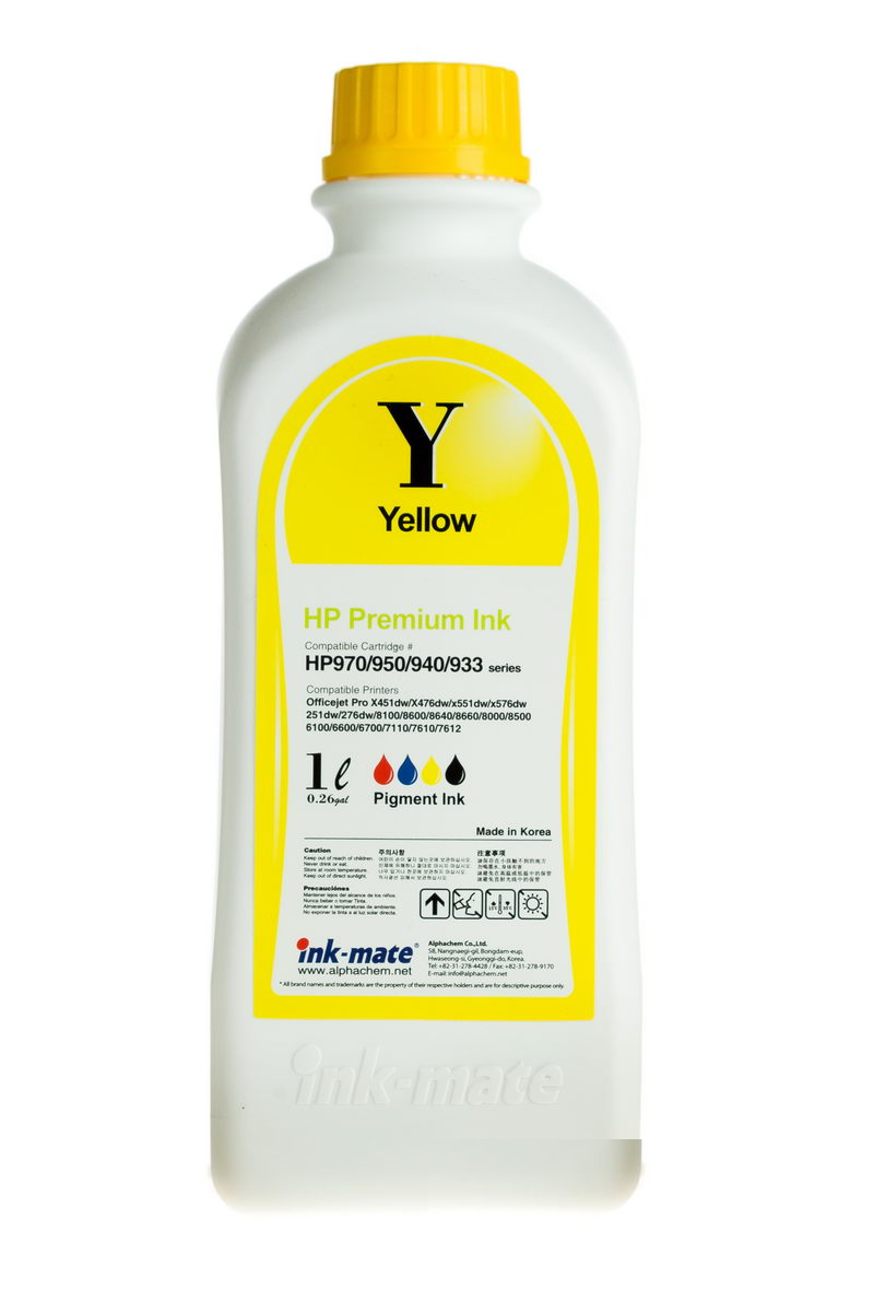 Чернила HIMB-970Y (для HP OfficeJet 6100/ 6700/ 7510/ 7612/ Pro 251/ 8100) Ink-Mate, жёлтые, 1 л